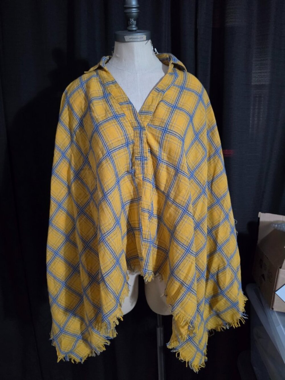 Yellow plaid Umgee poncho shirt